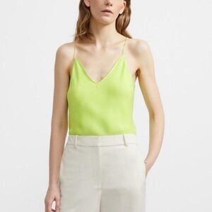 Theory Neon Green 100% Silk Cami